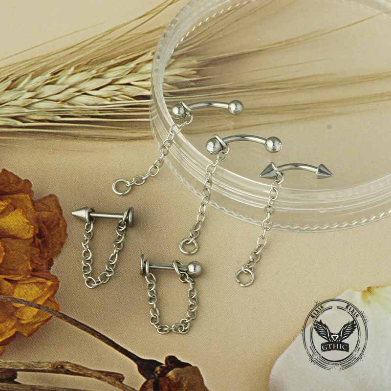 Simple Chain Ball Cone Stainless Steel Lip Piercing