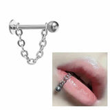 Simple Chain Ball Cone Stainless Steel Lip Piercing