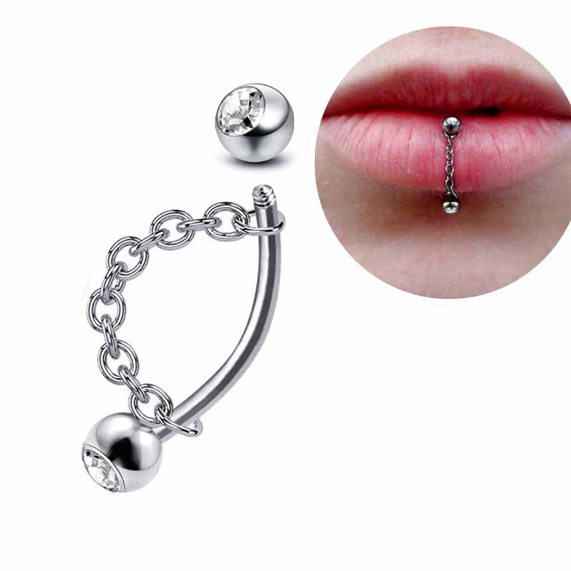 Simple Chain Ball Cone Stainless Steel Lip Piercing
