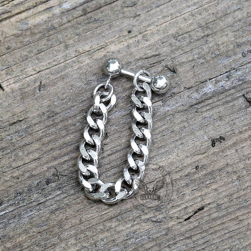 Simple Chain Design Front-back Stainless Steel Earrings | Gthic.com