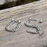 Simple Chain Design Front-back Stainless Steel Earrings