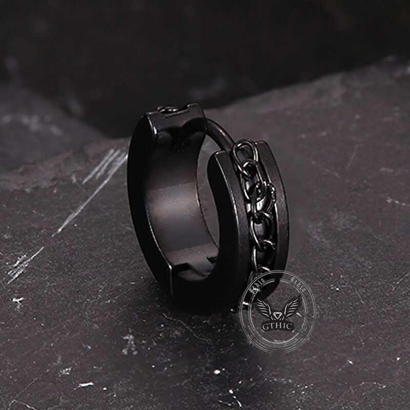 Simple Chain Design Stainless Steel Hoop Earrings