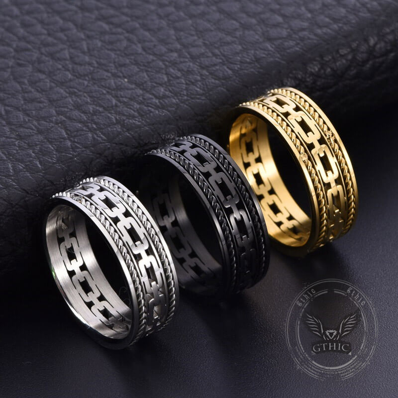 Simple Chain Link Hollow Stainless Steel Ring 01 | Gthic.com