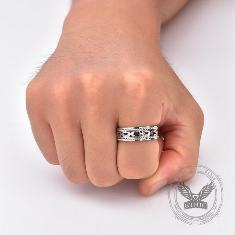 Simple Chain Link Hollow Stainless Steel Ring 02 | Gthic.com