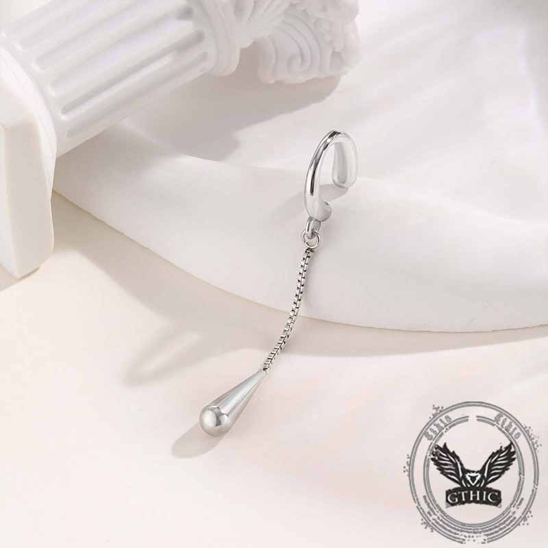Simple Chain Teardrop Stainless Steel Ear Clips