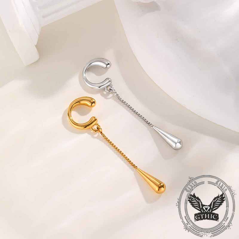 Simple Chain Teardrop Stainless Steel Ear Clips
