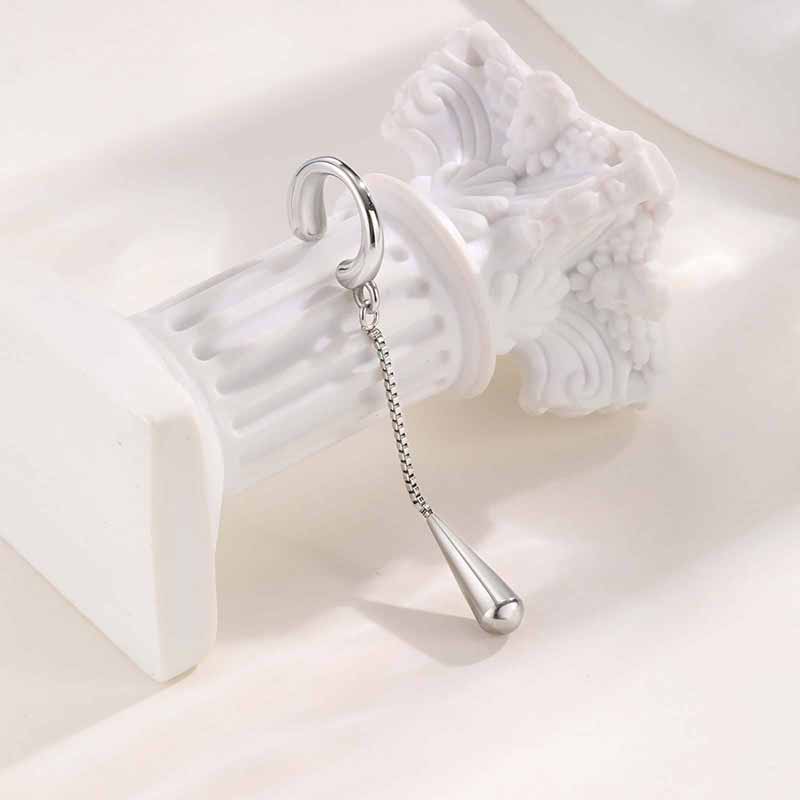 Simple Chain Teardrop Stainless Steel Ear Clips