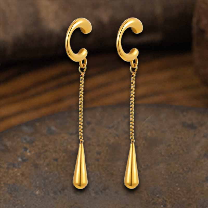 Simple Chain Teardrop Stainless Steel Ear Clips