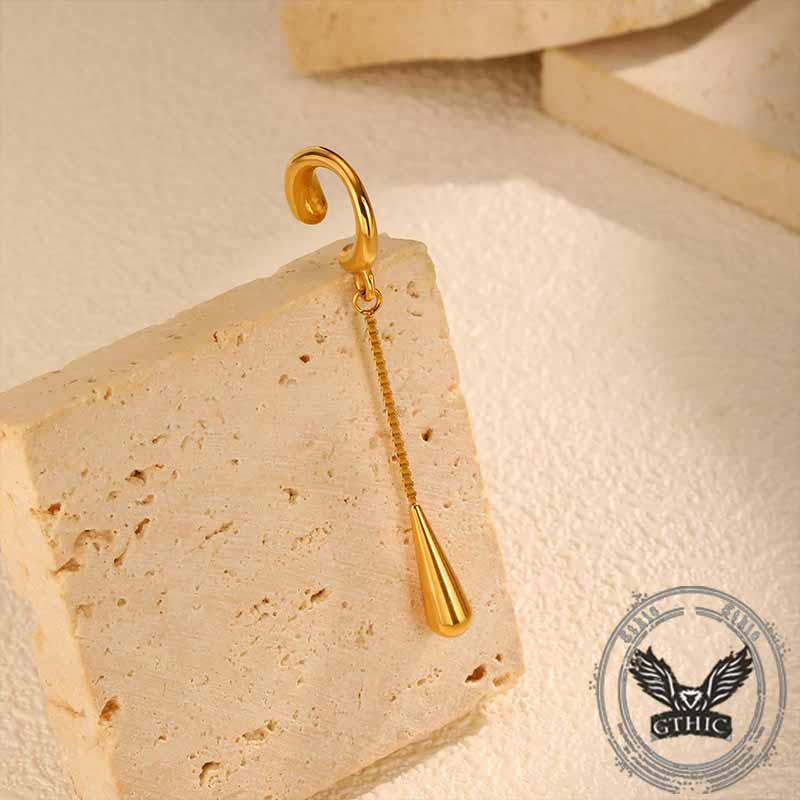 Simple Chain Teardrop Stainless Steel Ear Clips