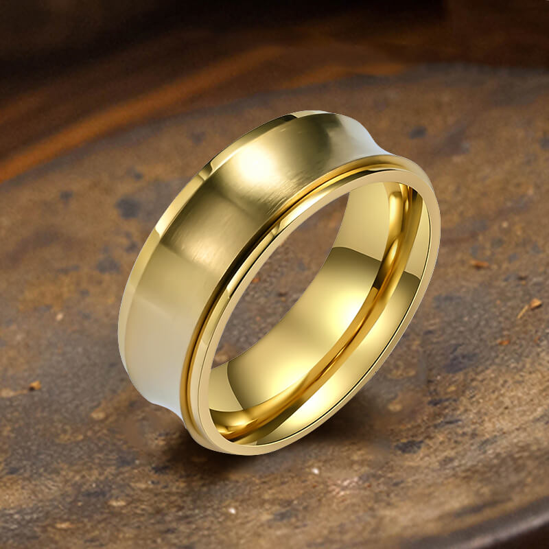 Simple Concave Arc Design Stainless Steel Spinner Ring 03 | Gthic.com