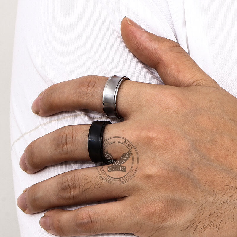 Simple Concave Arc Design Stainless Steel Spinner Ring | Gthic.com