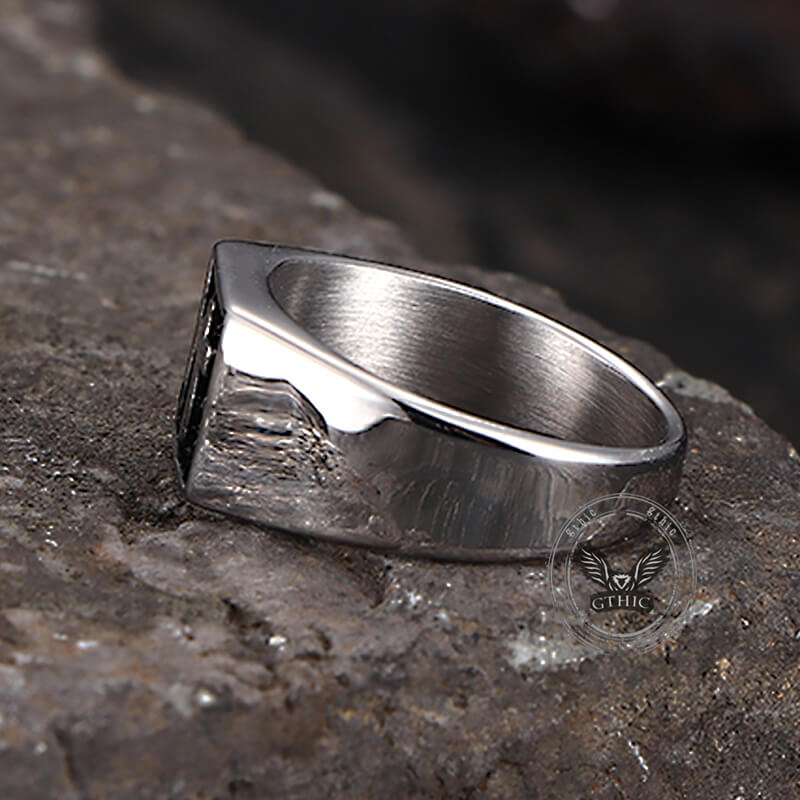 Simple Cross Square Seal Stainless Steel Ring