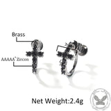 Simple Cross Zircon Brass Stud Earrings | Gthic.com