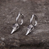 Simple Crow Head Stainless Steel Beast Drop Earrings | Gthic.com