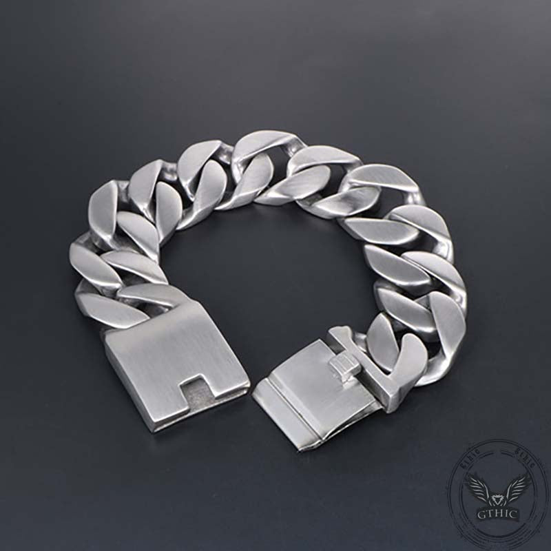 Simple Cuban Chain Buckle Stainless Steel Bracelet | Gthic.com