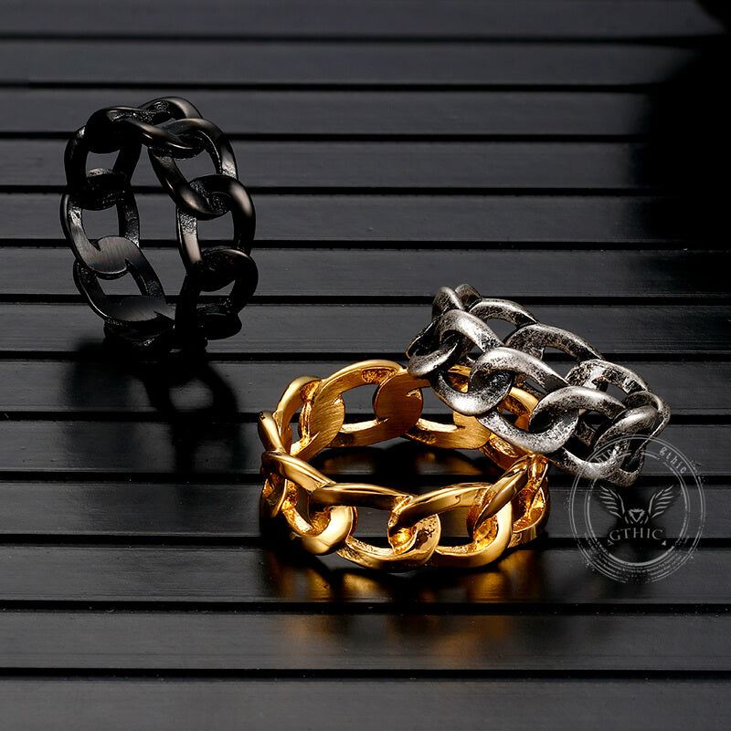 Simple Cuban Link Design Stainless Steel Ring | Gthic.com