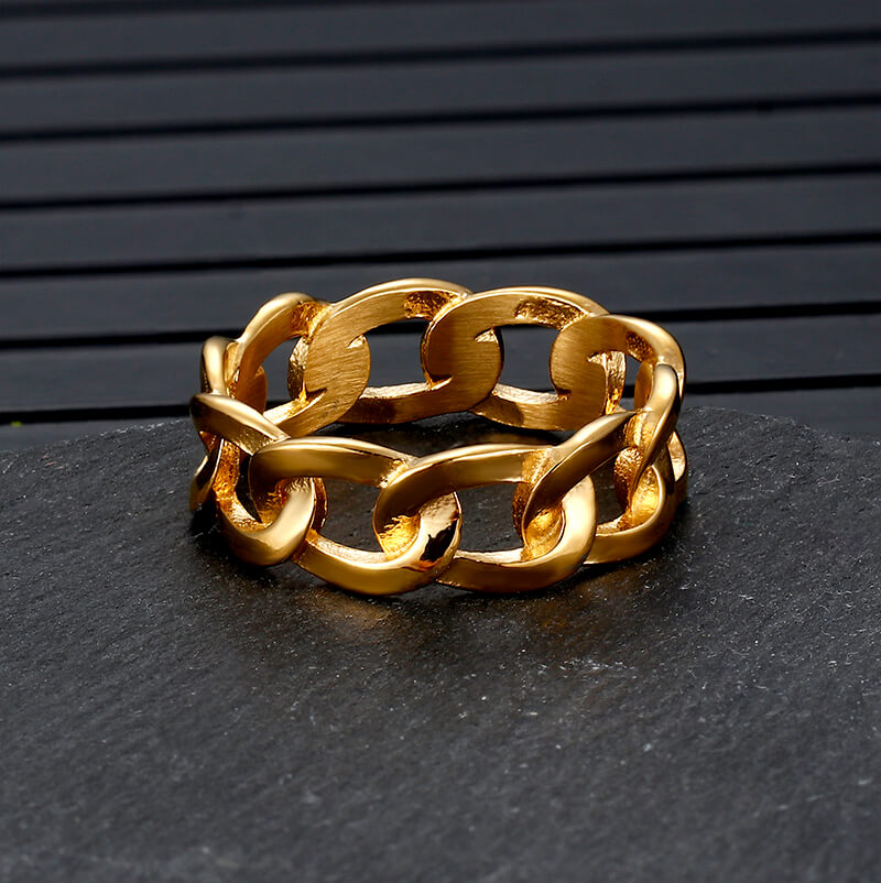 Simple Cuban Link Design Stainless Steel Ring | Gthic.com