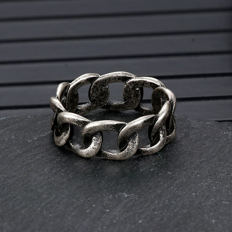 Simple Cuban Link Design Stainless Steel Ring | Gthic.com