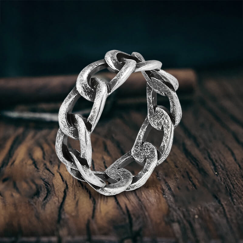Simple Cuban Link Design Stainless Steel Ring | Gthic.com