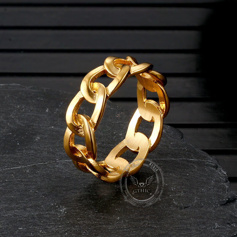 Simple Cuban Link Design Stainless Steel Ring | Gthic.com