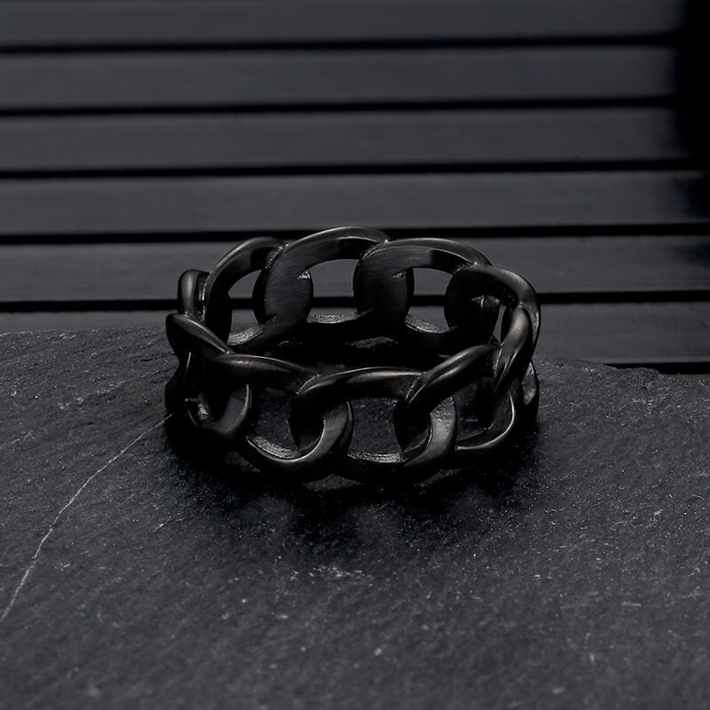 Simple Cuban Link Design Stainless Steel Ring | Gthic.com