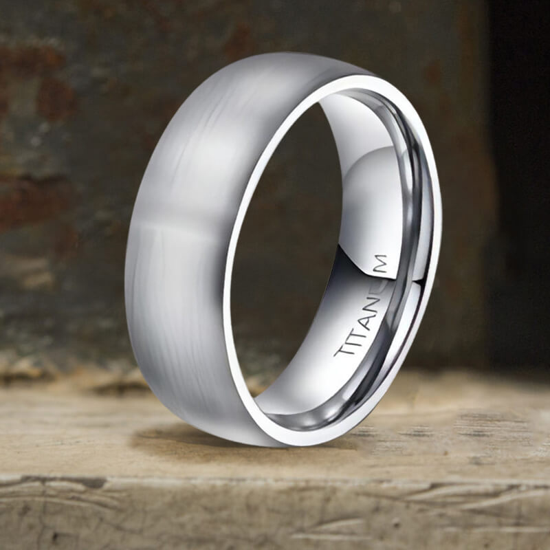 Simple Curved Brushed Titanium Engagement Ring | Gthic.com