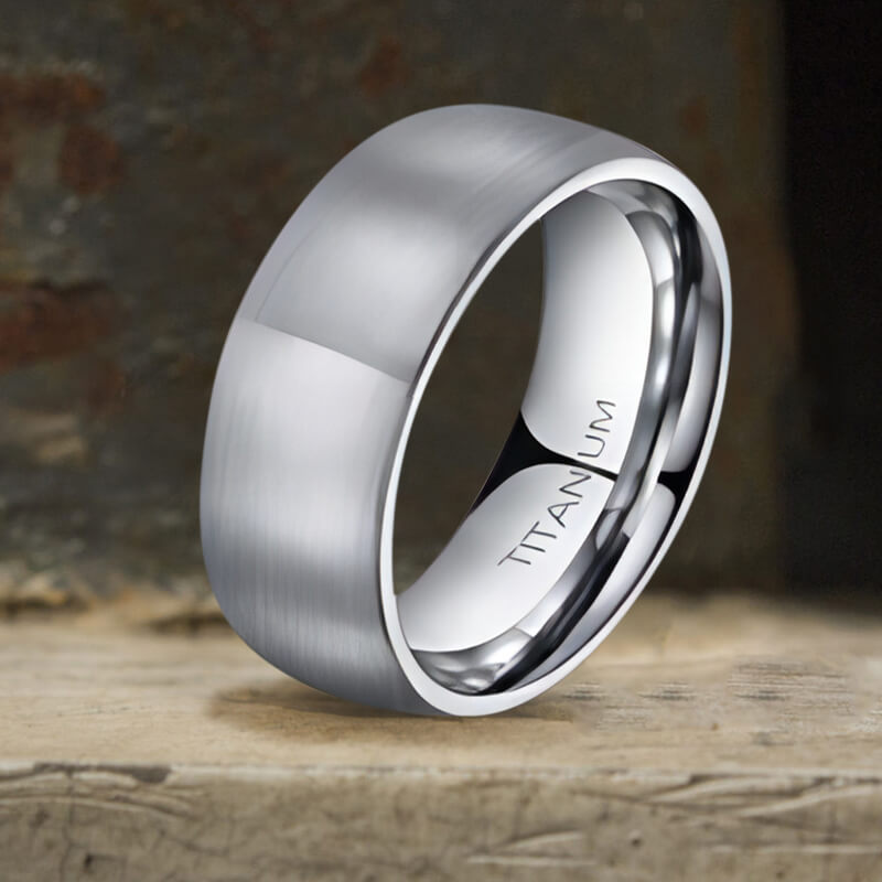 Simple Curved Brushed Titanium Engagement Ring | Gthic.com