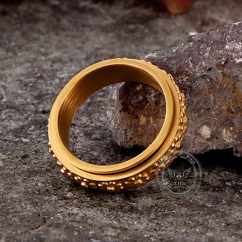 Simple Daisy Pattern Stainless Steel Spinner Ring