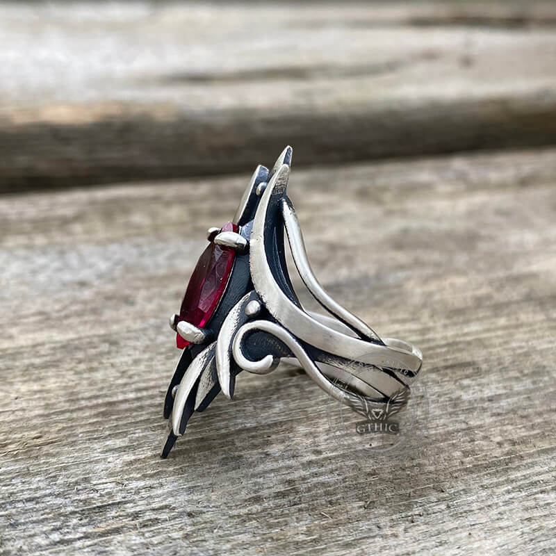 Simple Design Gem-set Sterling Silver Ring | Gthic.com