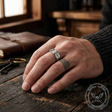 Simple Diamond-Set Cross Stainless Steel Spinner Ring | Gthic.com