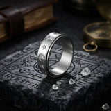 Simple Diamond-Set Star Moon Stainless Steel Spinner Ring