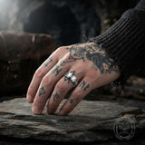 Simple Diamond-Set Star Moon Stainless Steel Spinner Ring | Gthic.com