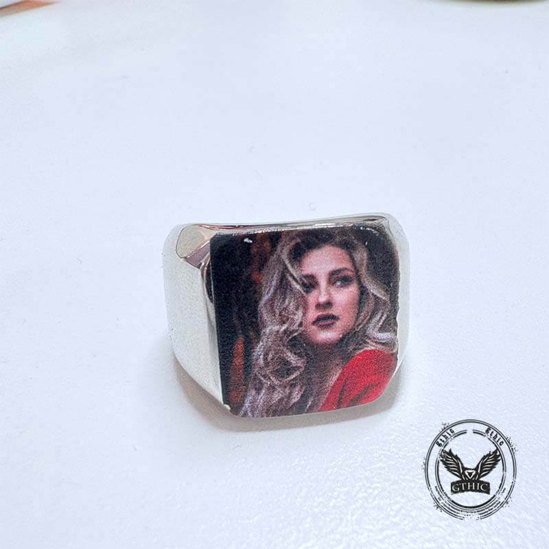 Simple DIY Color Printed Photo Stainless Steel Ring 02 | Gthic.com