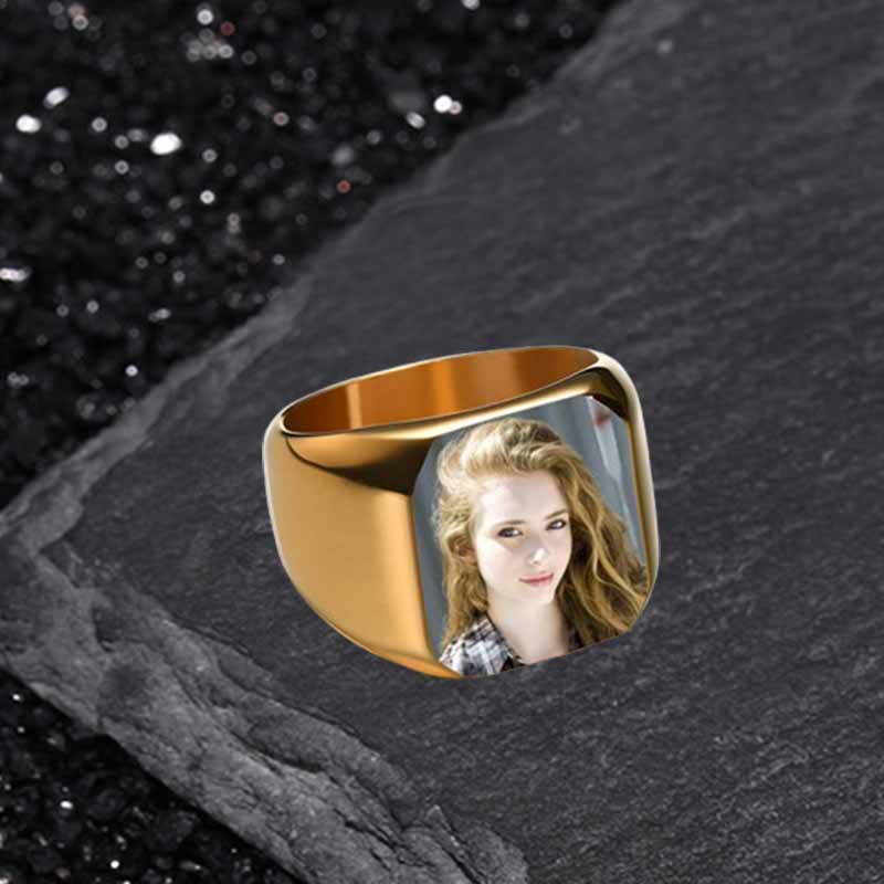 Simple DIY Color Printed Photo Stainless Steel Ring 03 | Gthic.com