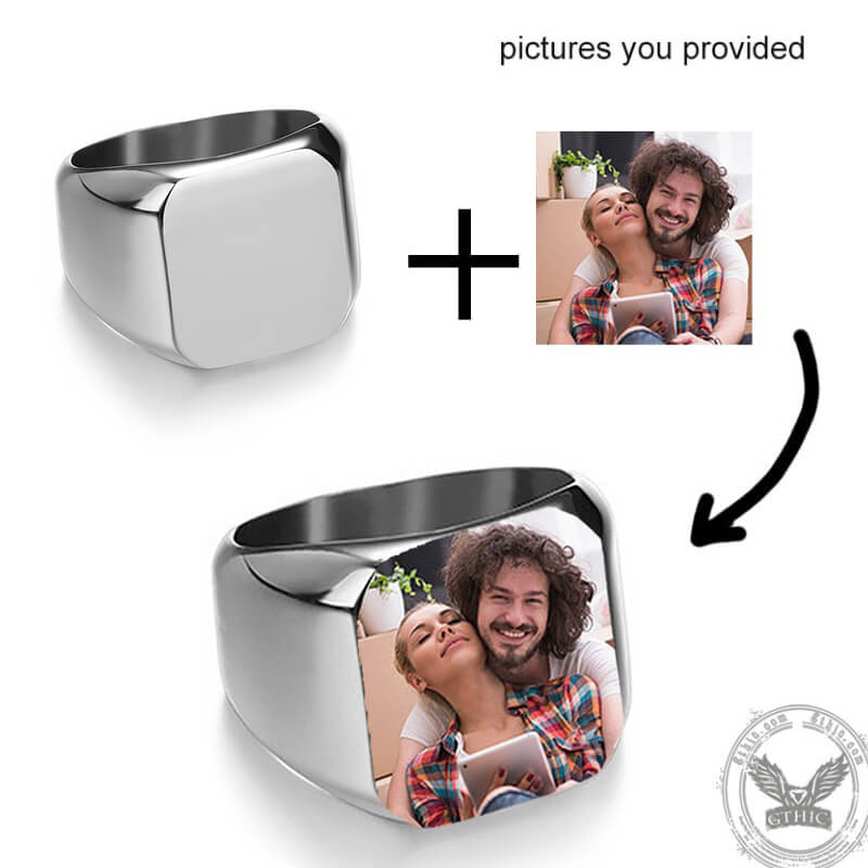 Simple DIY Color Printed Photo Stainless Steel Ring 01 | Gthic.com