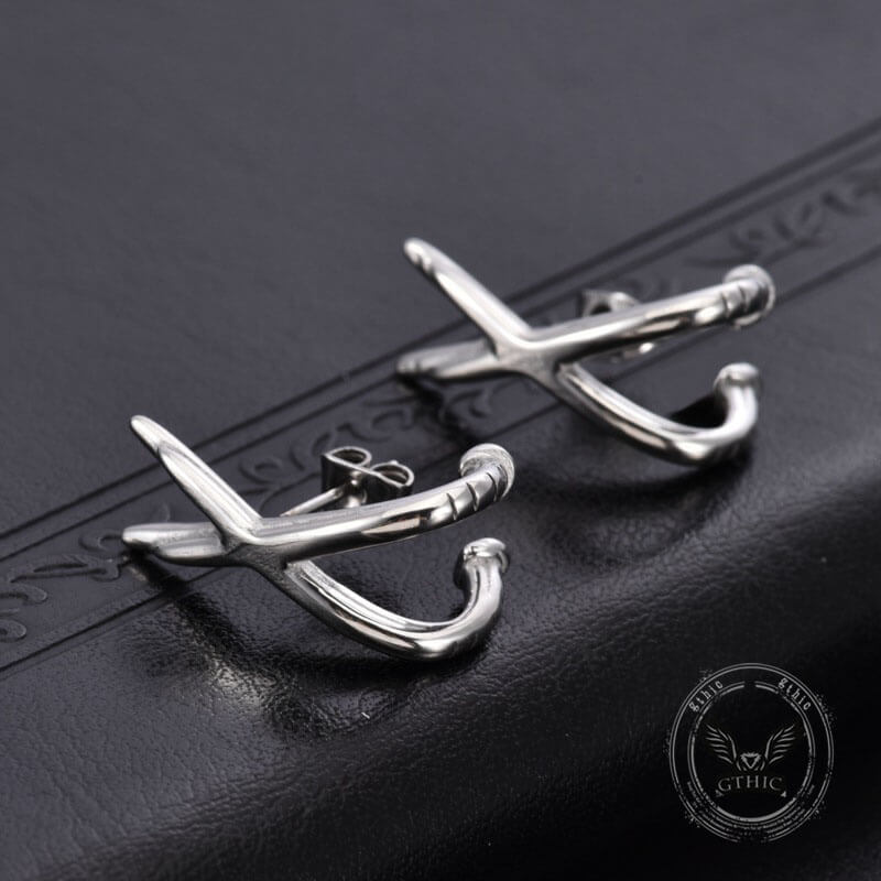 Simple Double-Layer Cross Stainless Steel Earrings