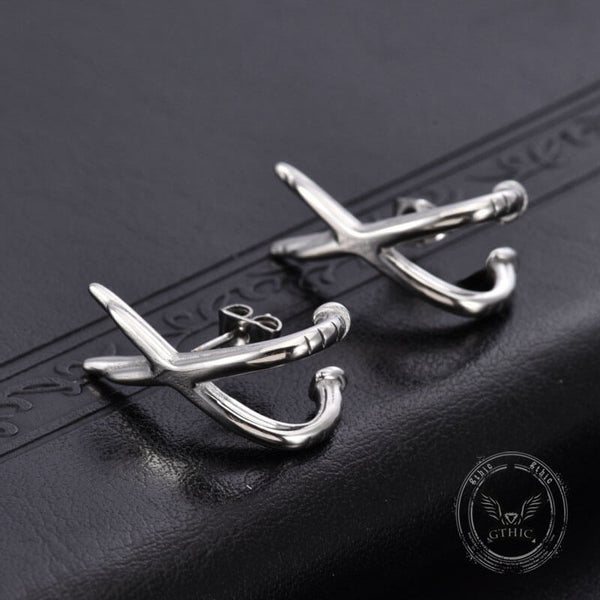 Simple Double-Layer Cross Stainless Steel Earrings