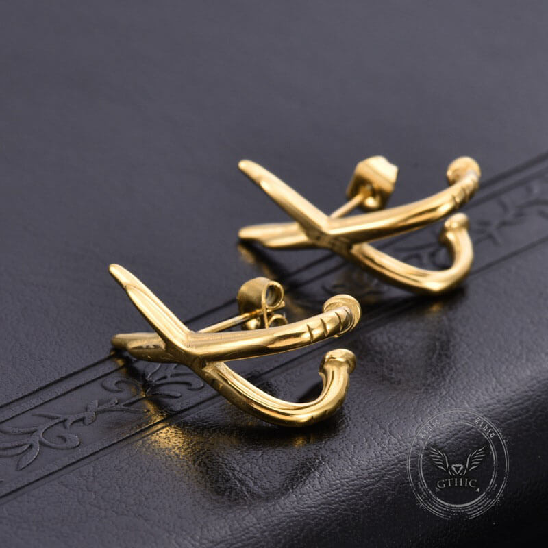 Simple Double-Layer Cross Stainless Steel Earrings | Gthic.com