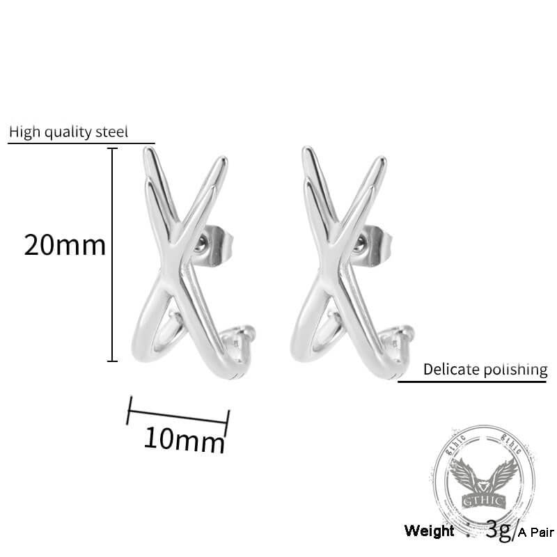Simple Double-Layer Cross Stainless Steel Earrings