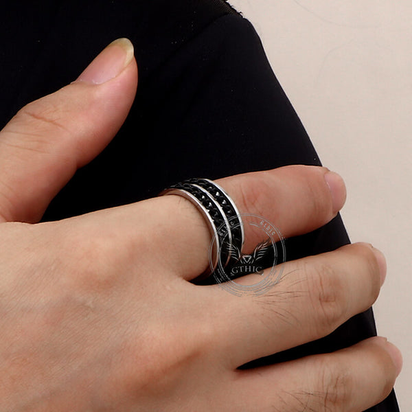 Simple Double Chain Stainless Steel Spinner Ring