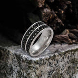 Simple Double Chain Stainless Steel Spinner Ring