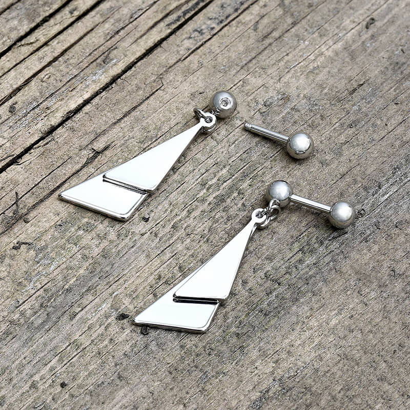 Simple Double Triangle Stainless Steel Stud Earrings | Gthic.com