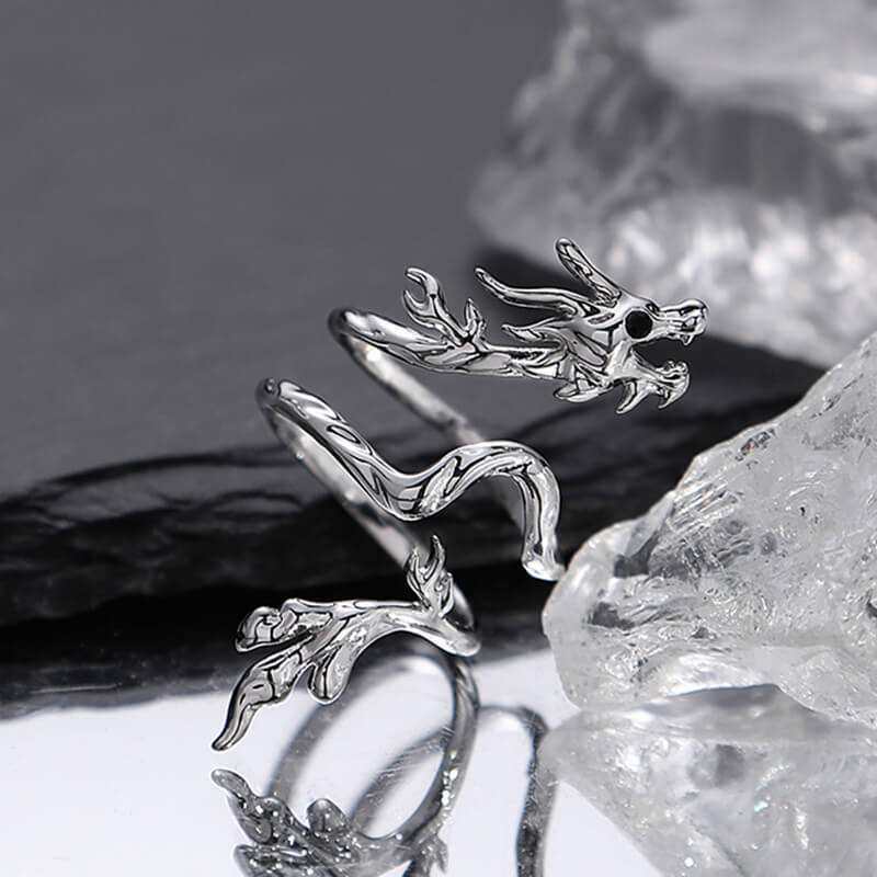 Simple Dragon Design Alloy Open Ring | Gthic.com