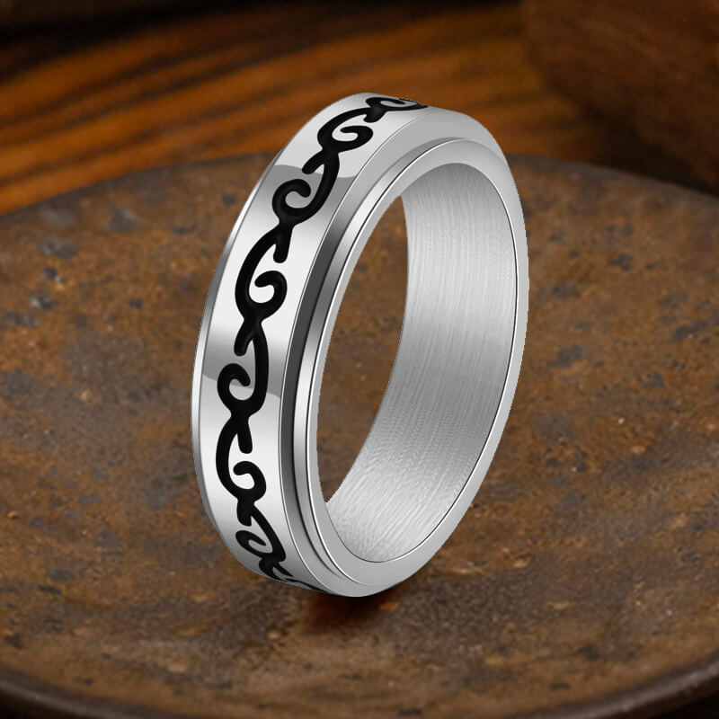 Simple Dragon Pattern Stainless Steel Spinner Ring 03 | Gthic.com