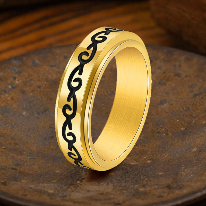 Simple Dragon Pattern Stainless Steel Spinner Ring