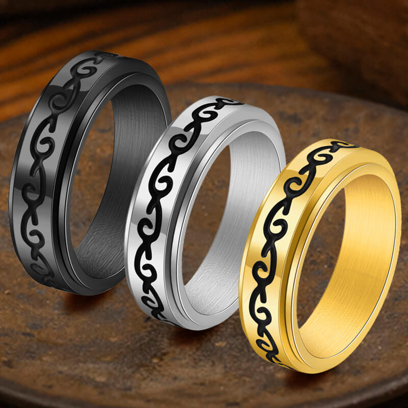 Simple Dragon Pattern Stainless Steel Spinner Ring