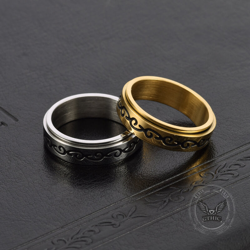 Simple Dragon Pattern Stainless Steel Spinner Ring