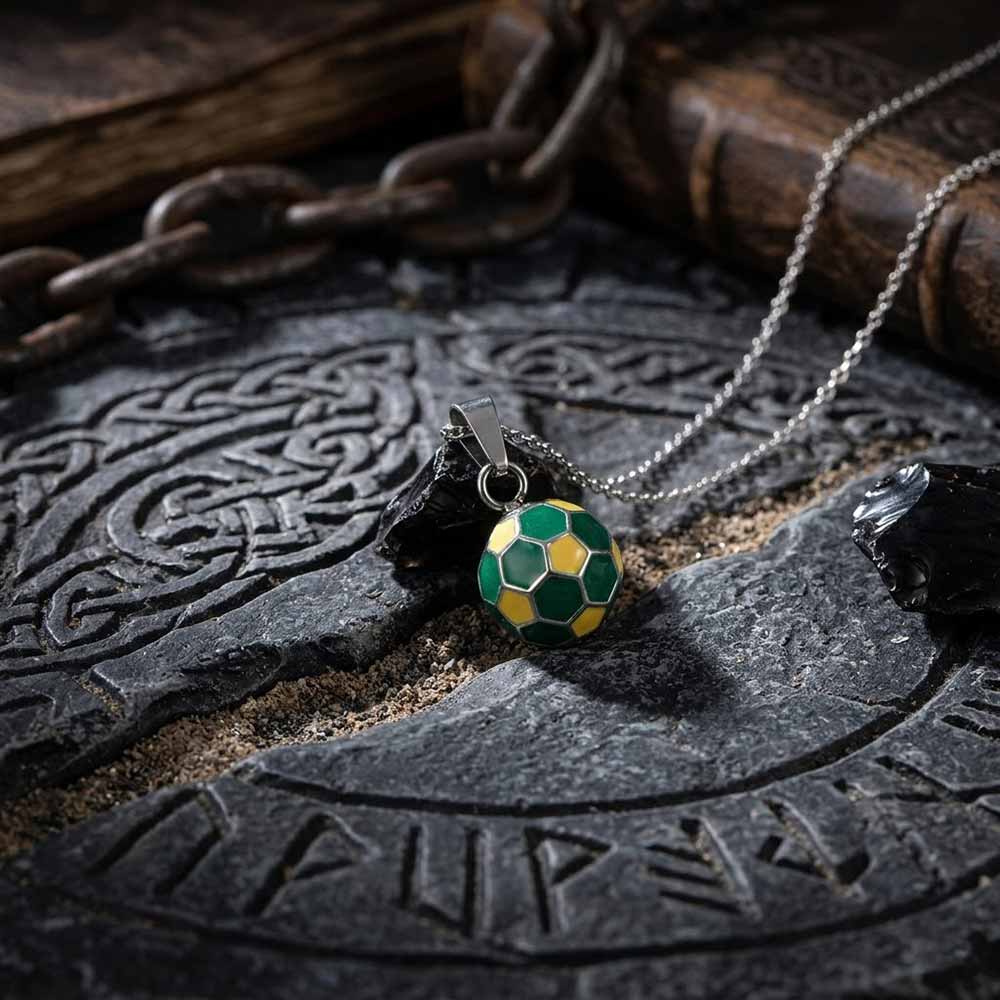 Simple Drip Glue Soccer Ball Stainless Steel Pendant