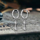 Simple Dumbbell Stainless Steel Drop Earrings 01 | Gthic.com