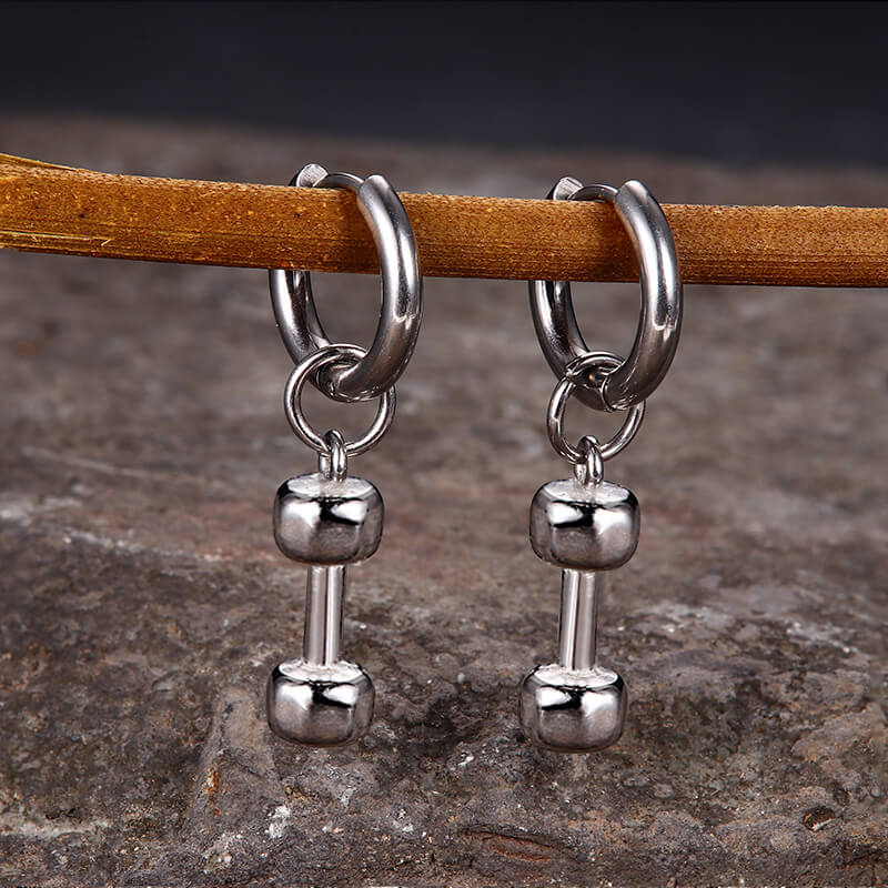 Simple Dumbbell Stainless Steel Drop Earrings